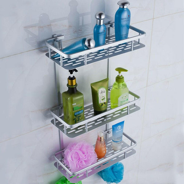 THREE LAYER ALUMINIUM STRAIGHT BATHROOM SHELF